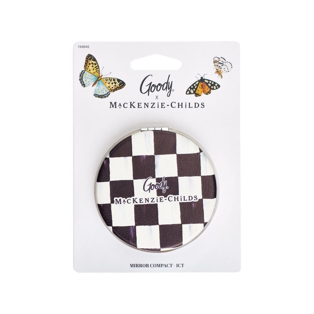 Mackenzie Childs x Goody Mirror Compact Courtly Check Black 2 2/4" Fast Shipping